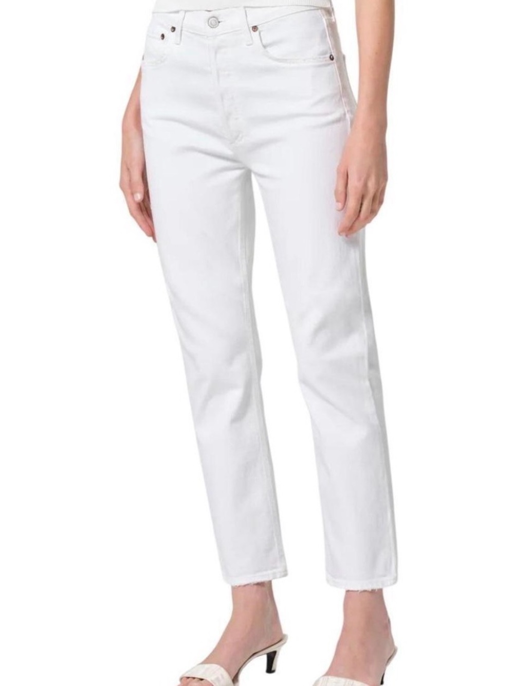 AGOLDE White High-Rise Flare Jeans